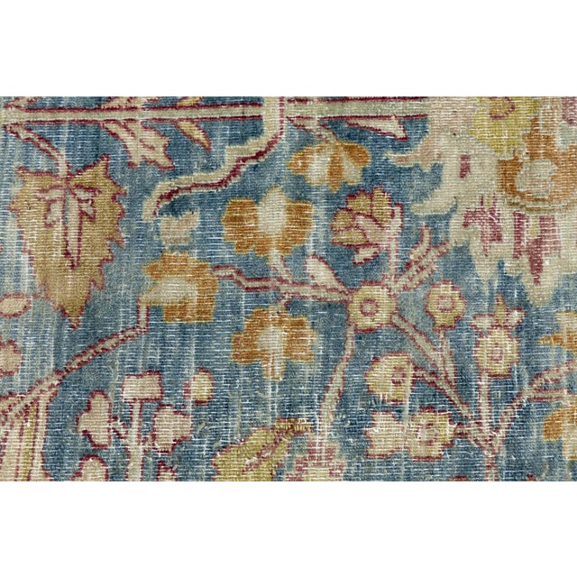 1900 - 1909 Antique Mashad Wool Rug With Allover Palmette Motifs & Muted Blue Patina For Sale - Image 5 of 12