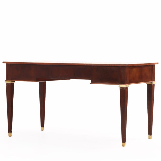 Traditional Directoire-Style Mahogany Bronze-Mounted Writing Desk in the Manner of Maison Jansen, C. 1940. For Sale - Image 3 of 5