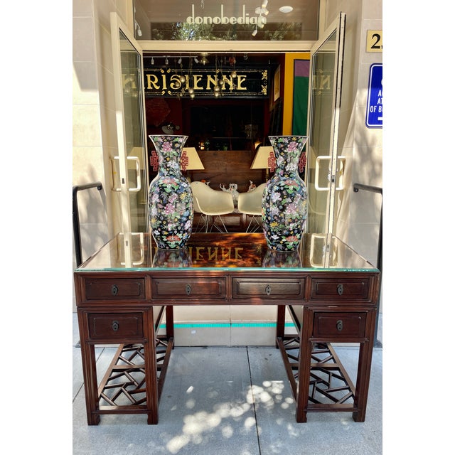 Asian Antique Jumu Desk W/Burl Inset Top, Jiangsu China Late 19th C. For Sale - Image 3 of 12