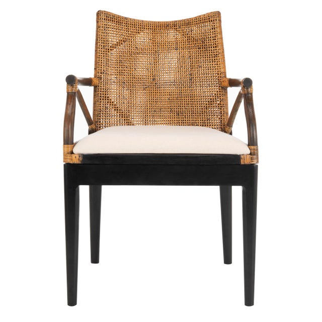 Black Woven Back Armchair in Brown & White For Sale - Image 8 of 8