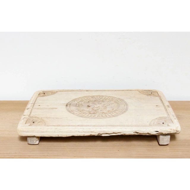 Indian Kolam Rustic Wood Bajot Table For Sale - Image 3 of 7