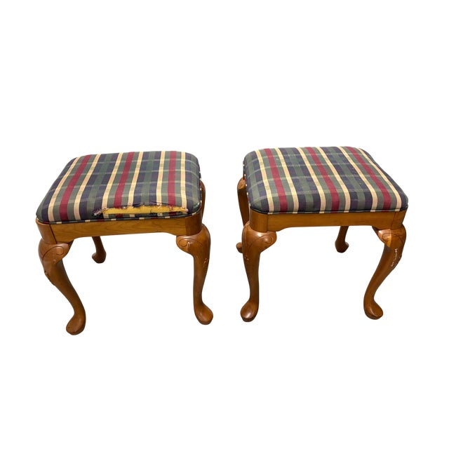 Harden Queen Anne Style Stool Set The two Queen Anne style stools feature four cabriole legs each with padded upholstered...