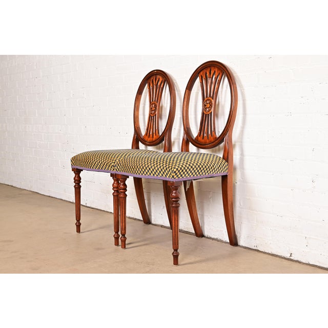 English Hepplewhite Carved Mahogany Side Chairs or Dining Chairs by Bevan Funnell, Pair For Sale - Image 3 of 14