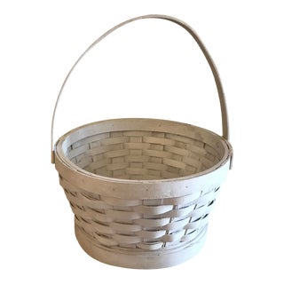 Vintage White Wicker Basket For Sale