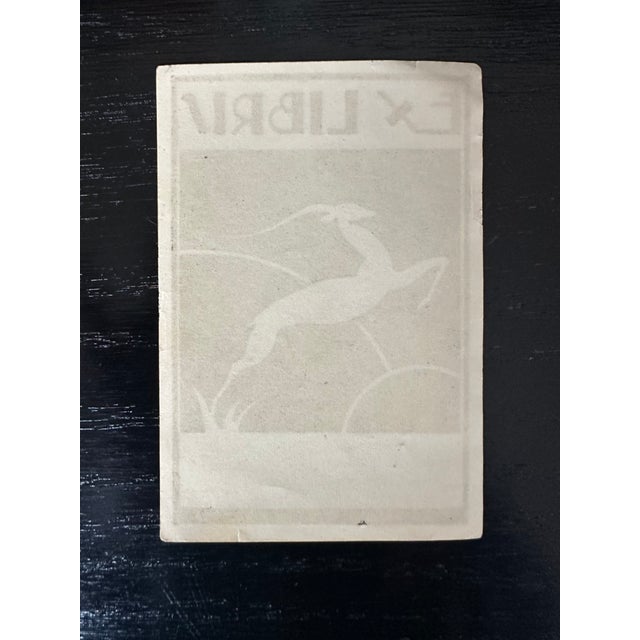 1930s Vintage Art Deco Ex Libris Bookplate With Gazelle Artwork For Sale - Image 5 of 9