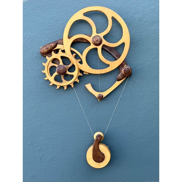 Late 20th Century Vintage Hand Made Kinetic Wood Wall Sculpture For Sale - Image 5 of 12