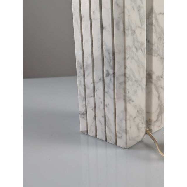 Art Deco Carrara Marble Table Lamp Base, 1940s For Sale - Image 10 of 13