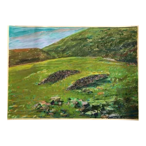 Dennis Leon, Large Abstract Landscape Pastel Drawing Painting San Francisco Artist, Megan #13, 1981