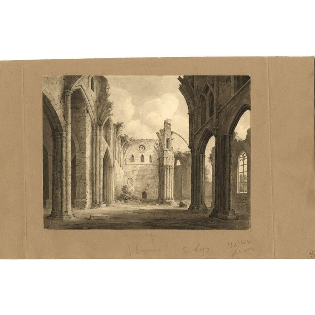 An original early 19th-century watercolour painting, John Dugmore of Swaffham, Melrose Abbey, Scotland.An outstanding and...