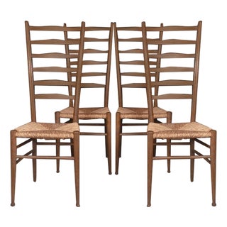Vintage Gio Ponti Style Italian Ladder Back Chairs 4 For Sale