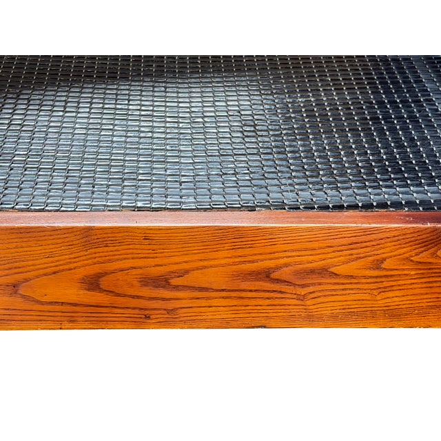 Wood Brown Black Geometric Pattern Square Block Legs Coffee Table For Sale - Image 7 of 10