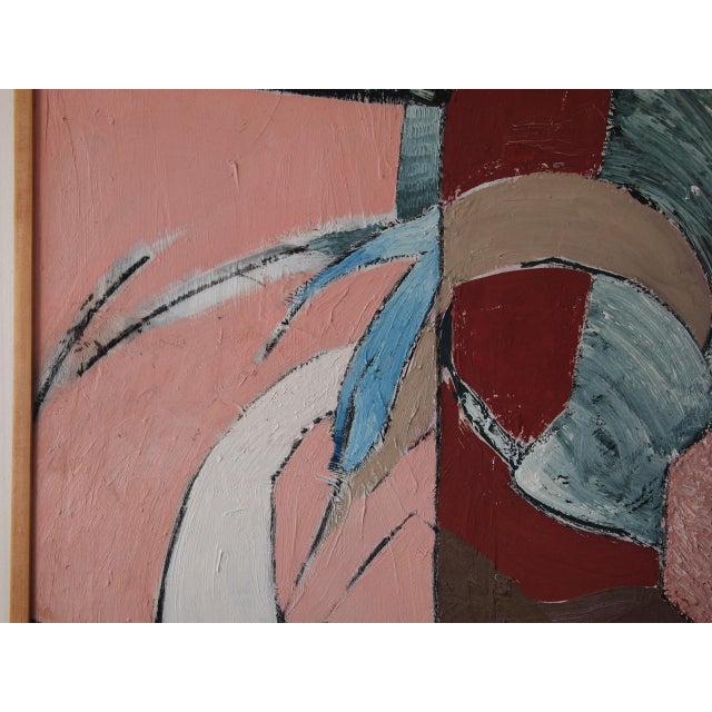 1980s Original 1983 Lewis Lanza Rudolph Abstract Expressionist Painting 49x43" Oil / Board Framed Large Impasto Textured Vintage Modern Art For Sale - Image 5 of 11