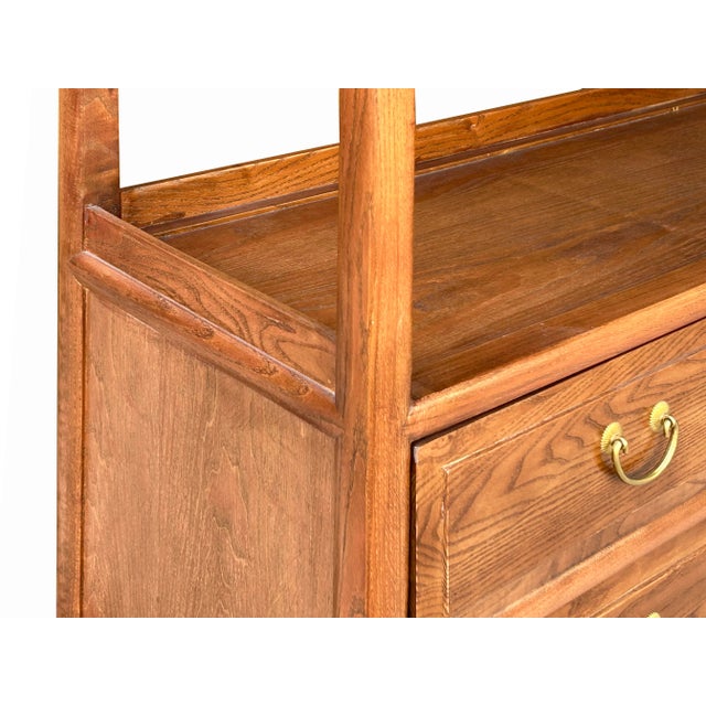 Chinese Elm Wood Brown Open Display Bookcase Cabinet For Sale - Image 9 of 10