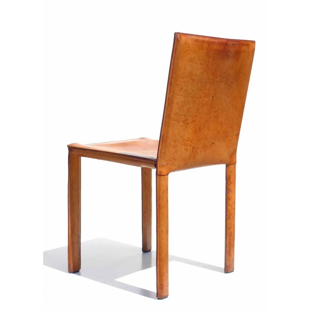 Italian Cognac Leather Design Chair, 1970s For Sale - Image 3 of 11