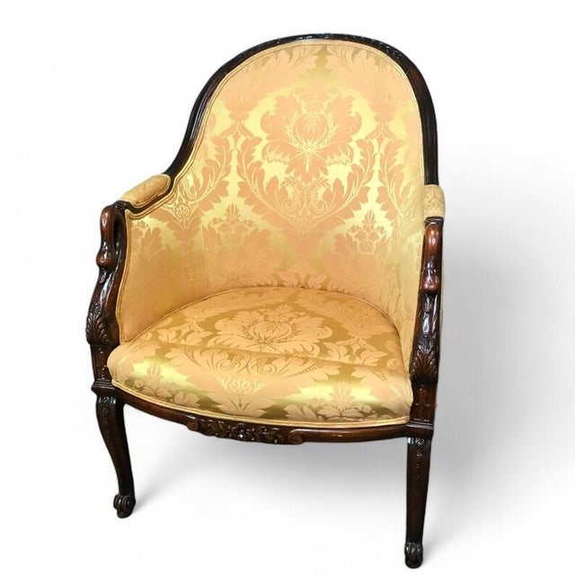 2000 - 2009 Victorian Carved Goose Neck Armchair For Sale - Image 5 of 6