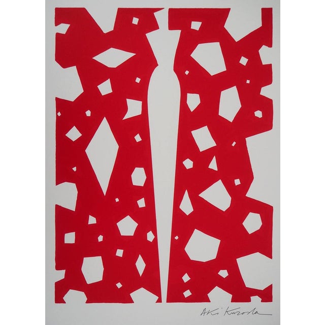 Aki Kuroda (1944) Mysterious Woman on a Red Background Color Lithograph Signed in the plate On Arches wove paper, 55 x 75...