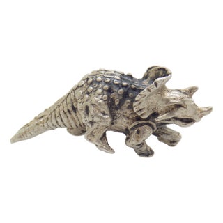Vintage Italian Handmade Silver Triceratops Dinosaur Figurine, 1960s For Sale