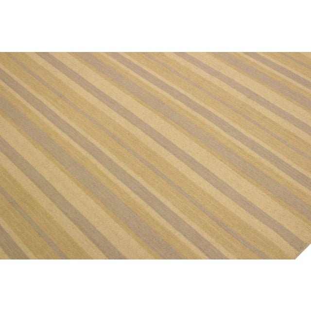 Early 21st Century Bohemian Kilim Bluish Gray Tan Wool Rug For Sale - Image 4 of 8