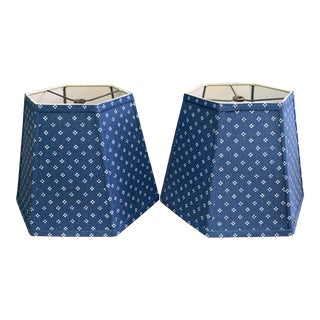 Printed Fabric Lampshades Shades- a Pair For Sale
