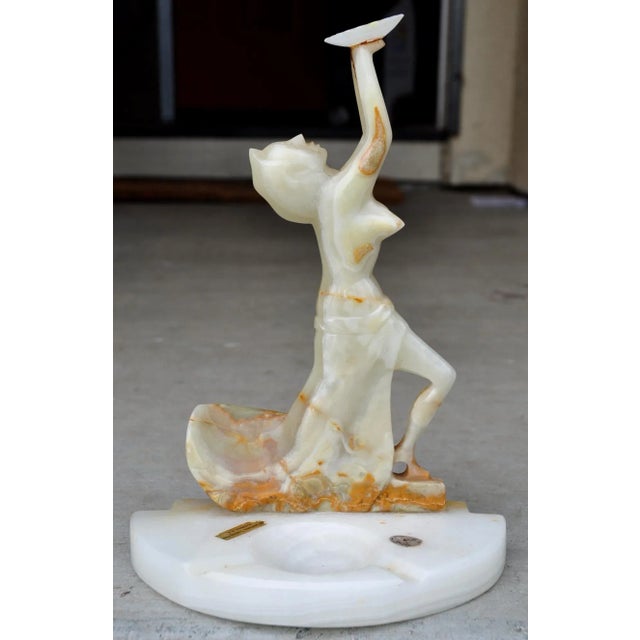 Unique Art Deco Style Onyx Sculpture Which May Be Used as a Candle Holder or Ashtray For Sale - Image 13 of 13