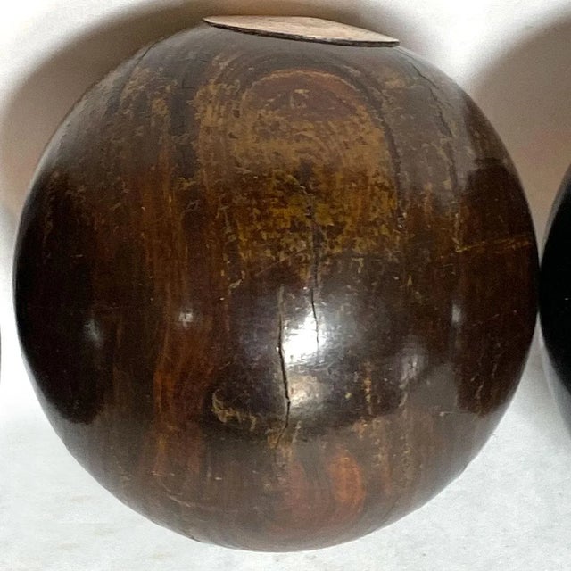 Collection of Four Scottish Thomas Taylor and English Lignum Vitae Lawn Balls For Sale - Image 15 of 16
