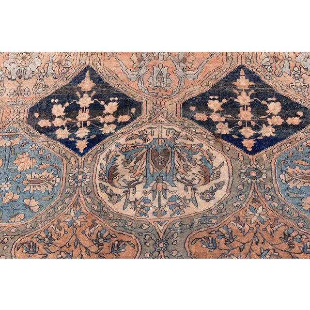 Authentic 19th Century Persian Kashan Handmade Wool Rug For Sale - Image 11 of 11