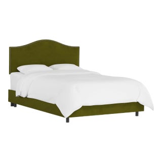 Ashland Bed in Apple Green Classic Velvet, Full For Sale