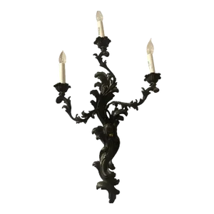 Italian Vintage 18th Century French Design Hand Carved Three Light Wood Sconce