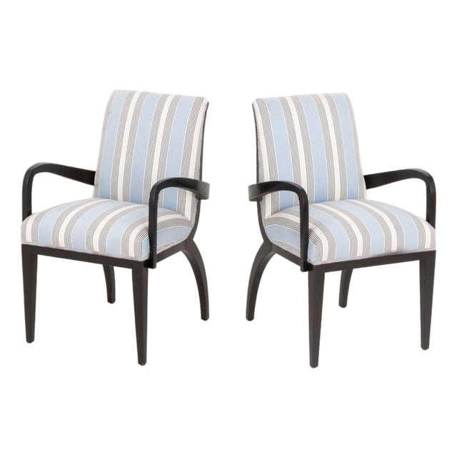 Contemporary Ebonized Armchairs, Pair For Sale