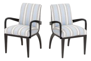 Contemporary Ebonized Armchairs, Pair