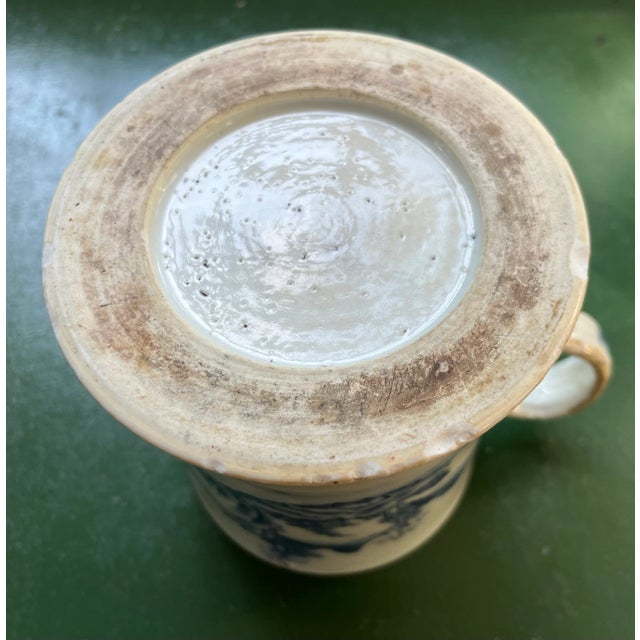 Antique 18th Century Chinese Kangxi Blue & White Export Porcelain Tankard Mug With Rocky Landscape For Sale - Image 12 of 12