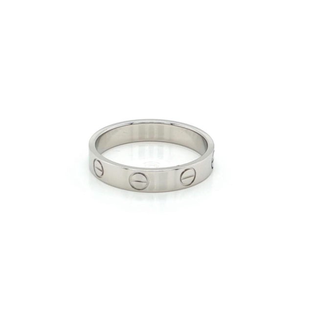Mid 20th Century Mid 20th Century Cartier Mini Love 18k White Gold 3.6mm Band Ring, Size 6 For Sale - Image 5 of 5