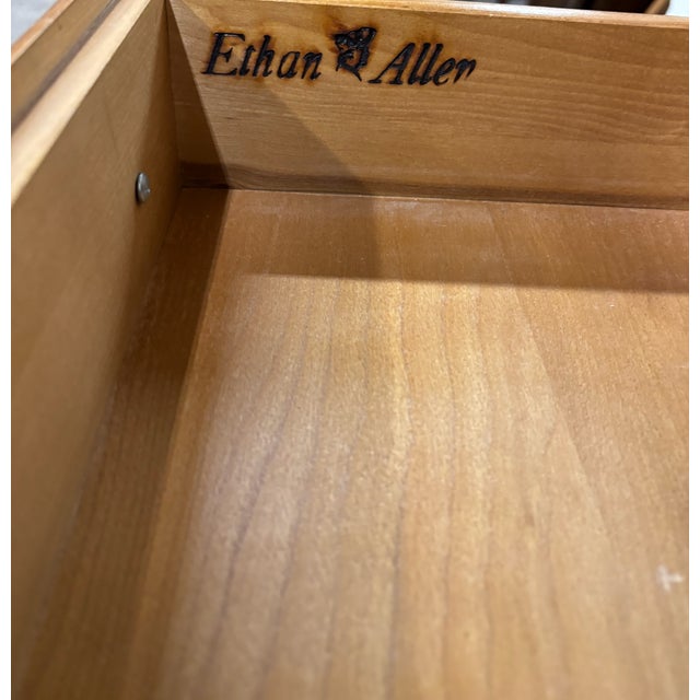 Wood Vintage Ethan Allen Heirloom Nutmeg Maple CRP Cabinet With Hutch Bookcase For Sale - Image 7 of 14