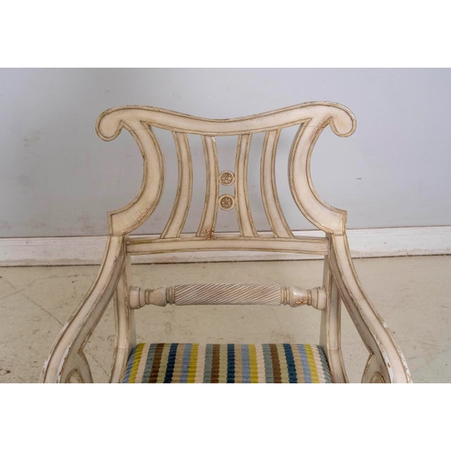1990s Councill Craftsmen Neoclassical Painted Finish Armchair For Sale - Image 5 of 16