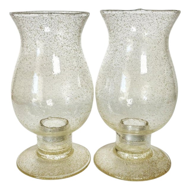 Bubble Glass Candleholders, France, 1970, Set of 2 For Sale