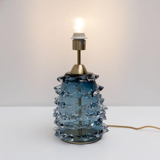 2000 - 2009 Blue Rostrato Murano Glass Table Lamps, 2000, Set of 2 For Sale - Image 5 of 7