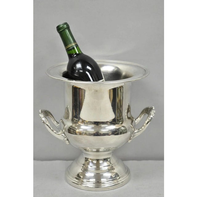 Vintage Victorian Style Silver Plated Trophy Cup Urn Champagne Chiller Bar Ice Bucket. Circa Late 20th Century....