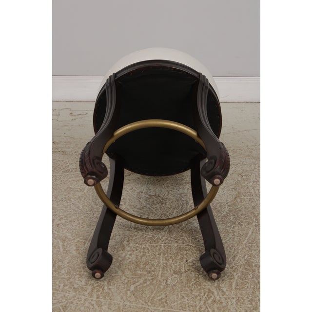 Set of 4 White Leather Revolving Seat Bar Stools For Sale - Image 17 of 17