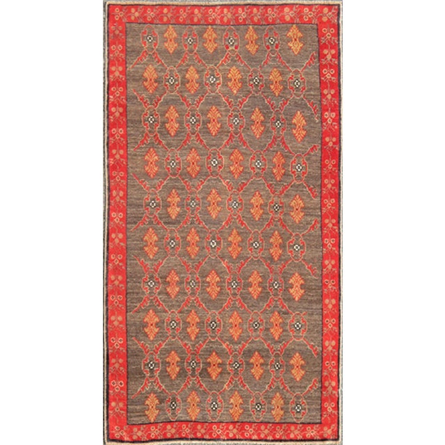 Textile Vintage Turkish Tulu Rug With a Modern Design in Charcoal Background For Sale - Image 7 of 7
