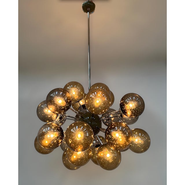 21st Century Ovale Polished Nickel Smoky Bubbles Murano Sputnik Chandelier by Fabio LTD For Sale - Image 6 of 6
