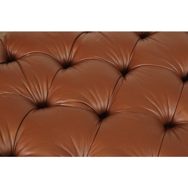 Wood CTH Sherrill Occasional English Regency Style Tufted Leather Ottoman For Sale - Image 7 of 12