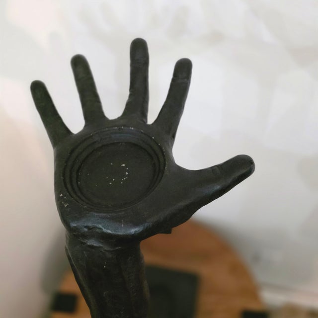 1990s Arm & Hand Sculpture Male Anatomic Statue Black Iron Postmodern Metal Art 27" For Sale - Image 11 of 17
