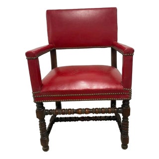 Antique British Colonial Red Accent Chair For Sale