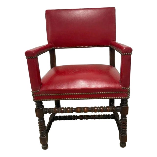 Antique British Colonial Red Accent Chair For Sale