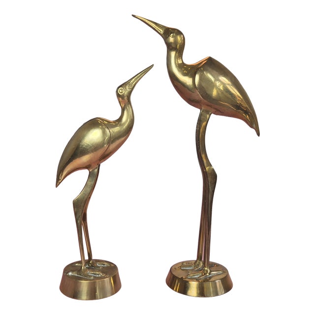 Mid-Century Brass Heron Sculpture, Denmark, 1960s, Set of 2 For Sale