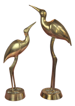 Mid-Century Brass Heron Sculpture, Denmark, 1960s, Set of 2