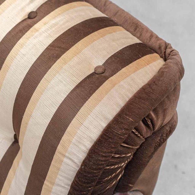 1970s Brown Fabric Armchair with Wooden Armrests, 1970s For Sale - Image 5 of 10