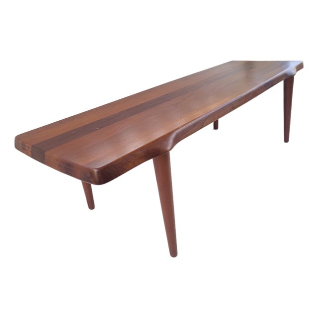 Danish Teak Live Edge Solid Teak Coffee Table For Sale