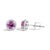 Contemporary 10K White Gold Purple Amethyst and 1/6 Cttw Diamond Halo Stud Earring For Sale - Image 3 of 5