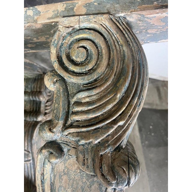 Early 20th Century Monumental Round Dining Table, Distressed Neoclassical Style For Sale - Image 5 of 18